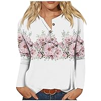 Womens Tops Dressy Casual,Womens Tie Dye Print Long Sleeve Henley Blouse Button Down V Neck Graphic Shirts