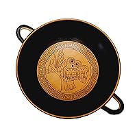 Black figure Pottery Eye Kylix 20cm,Owl in the middle