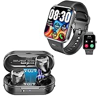 TOZO S4 AcuFit One Smartwatch 1.78-inch Bluetooth Talk Dial Fitness Tracker Black + T12 Wireless in-Ear Bluetooth 5.3 Headset Black