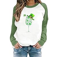 Women's St Patrick's Day T Shirts Green Sweatshirt Raglan Sleeve Shirt Pullover Tops Loose Casual Dressy Tops