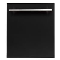 ZLINE 24 in. Top Control Dishwasher in Black Matte with Stainless Steel Tub and Modern Style Handle