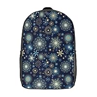 Winter Dark Blue Pattern Casual Backpack Fashion Shoulder Bags Adjustable Daypack for Work Travel Study