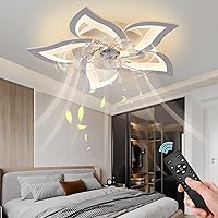 Low Profile Ceiling Fan with Lights,110v Modern Dimmable Flower Shape Ceiling Light Fan with Remote Control/app Control,Timing 6 Gear Speeds Fan Ceiling Lamp.