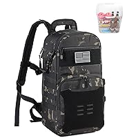 DBTAC Tactical Lunch Backpack, Large Lunch Cooler for Men Women | Backpack Coolers insulated for Work Picnic Travel (Black Camo, 24-Cans)