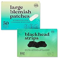 (50 + 102 CT) Large Hydrocolloid Acne Patches & Blackhead Remover - for Pore Spots Nose Face Cystic Pimple Zit Patch, Pore Strips for Face Nose Pores Blackheads Removal