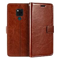 Huawei Mate 20 X Wallet Case, Premium PU Leather Magnetic Flip Case Cover with Card Holder and Kickstand for Huawei Mate 20 X 5G Brown