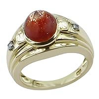 Carillon Sun Stone Oval Shape 9X11MM Natural Non-Treated Gemstone 14K Yellow Gold Ring Gift Jewelry for Women & Men