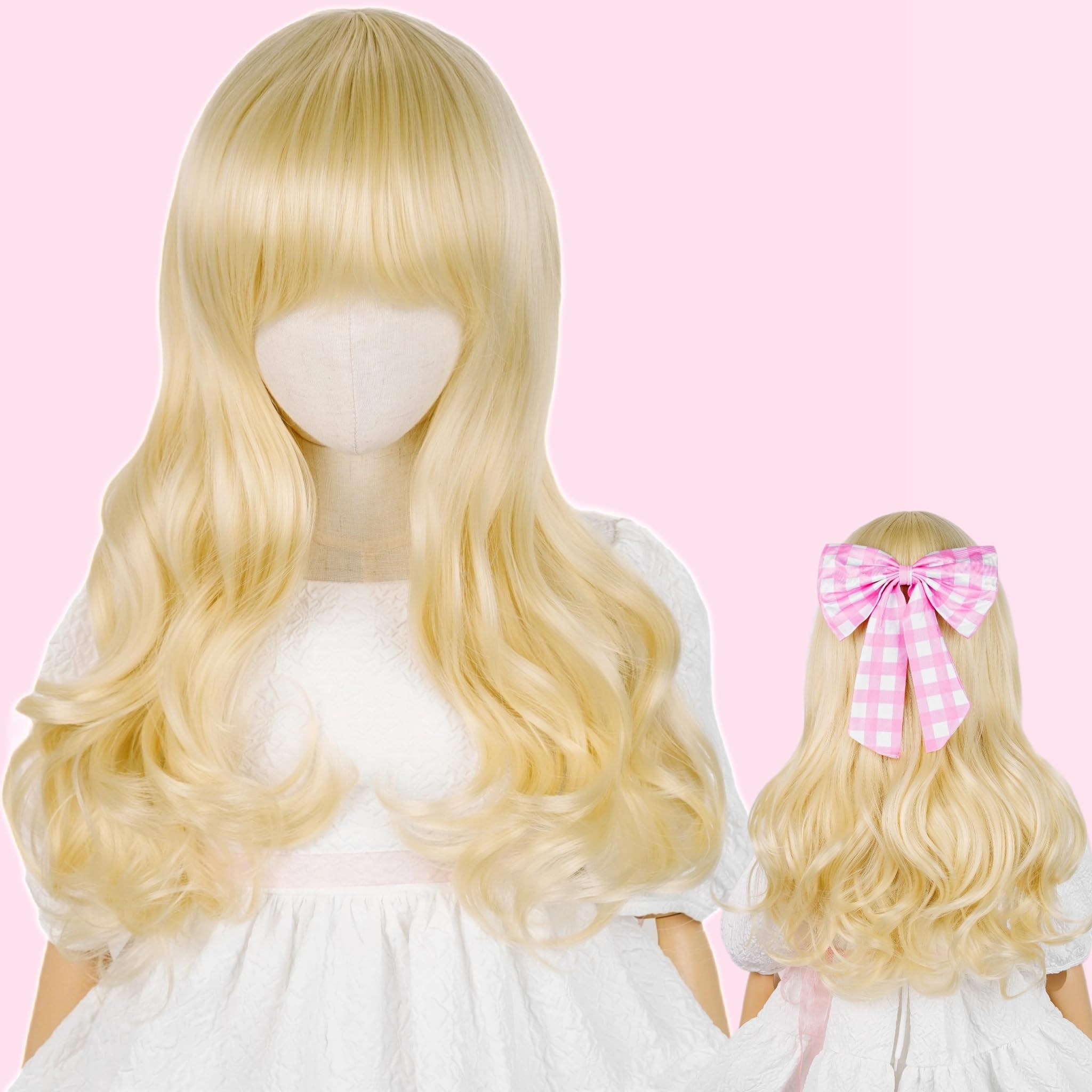 Messy Long Oceanic Wavy Hair (Blonde Pink)