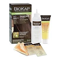 Permanent hair dye by BIOKAP, long lasting natural hair color for 100% gray hair coverage with TRICOREPAIR complex, 4.67 ounce, one treatment, Natural Light Chestnut 5.0