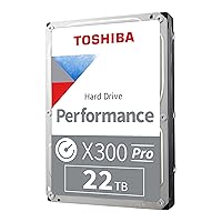 Toshiba X300 PRO 22TB High Workload Performance for Creative Professionals 3.5-Inch Internal Hard Drive – Up to 300 TB/Year Workload Rate CMR SATA 6 Gb/s 7200 RPM 512 MB Cache - HDWR62CXZSTB