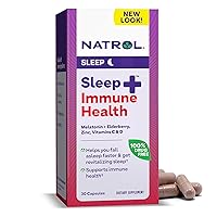 Sleep + Immune Support Melatonin 6mg With Elderberry, Zinc and Vitamins C and D, Dietary Supplement for Restful Sleep and Immune Support, 30 Capsules, 30 Day Supply
