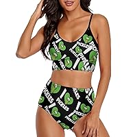 I Love Pickles Women's Two Piece Swimsuit Sexy Bikini Set High Waisted Bathing Suit