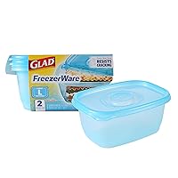 Gladware Freezerware Food Storage Containers, Large | Rectangle Food Storage Containers for Everyday Use | Food Containers Safe for Freezer, Hold up to 64 Ounces of Food, 2 Count Set,Blue