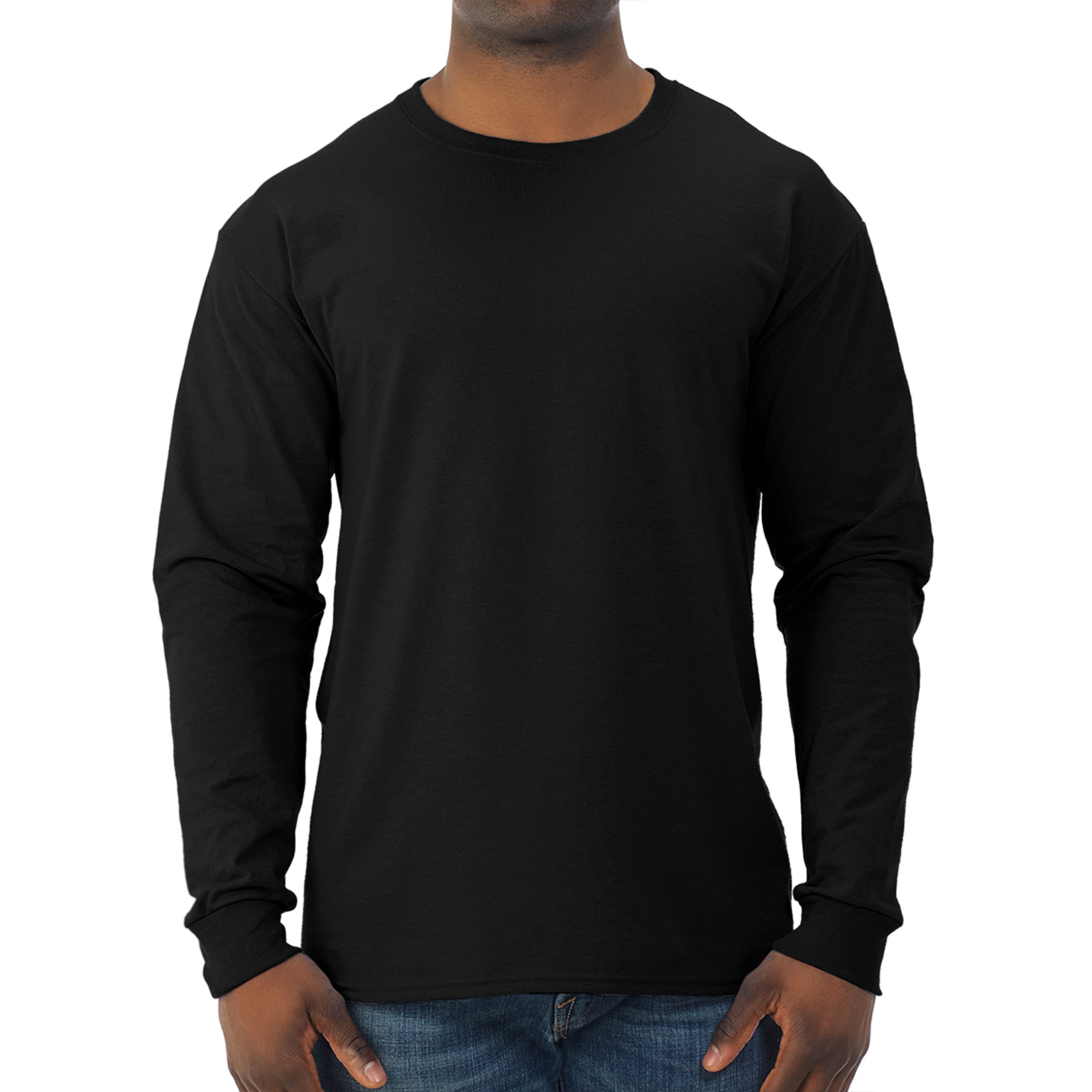 Jerzees Men's Dri-Power Cotton Blend Long Sleeve Tees, Moisture Wicking, Odor Protection, UPF 30+, Sizes S-3x