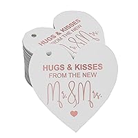 100 Pack Real Rose Gold Foil Paper Tag Hugs & Kisses from The Wedding Favor Hang Tag