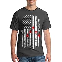 Threadrock Men's Jet Fighters Flying Over American Flag T-Shirt