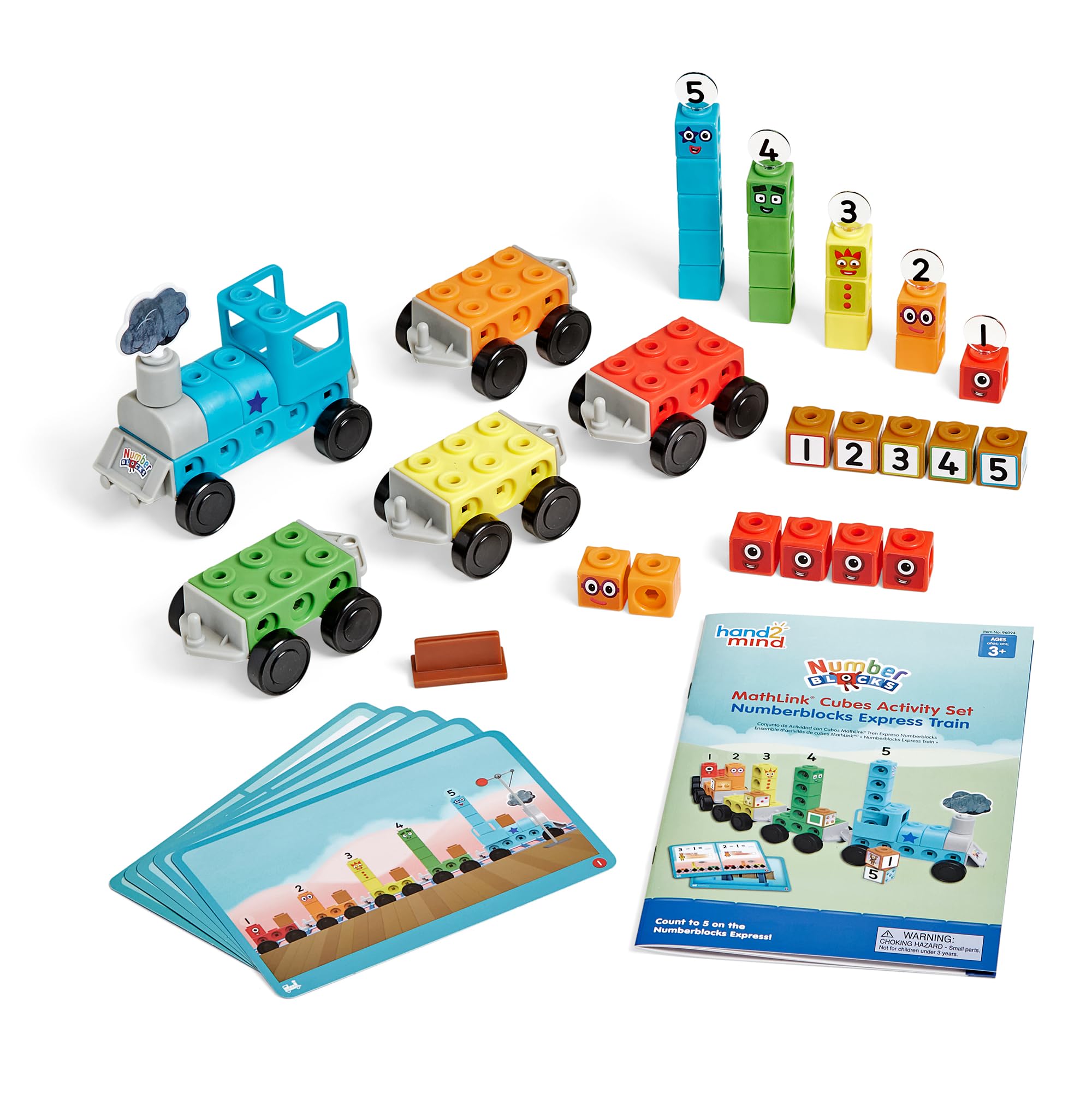 hand2mind Numberblocks Express Train MathLink Cubes Activity Set, Train Toy, Preschool Learning Activities, Counting Blocks for Math, Number Learning Toys, Kids Building Toys, Kids Educational Toys