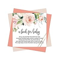 Paper Clever Party Graceful Floral Books for Baby Shower Request Cards, Invitation Insert Pink and Gold, 4x4, 25 Pack