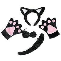 Petitebella Black Cat Headband Bowtie Tail Gloves 4pc Children Costume