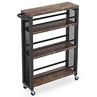 4-Tier Slim Rolling Storage Cart with Handle, Narrow Utility Trolley carts with Wheels for Small Place