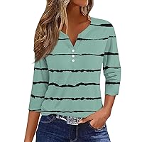 Spring Outfits for Women 2024 T Shirts 3/4 Sleeve V Neck Summer Tops Casual Loose Basic Tee Shirts 2024 Trendy Clothes