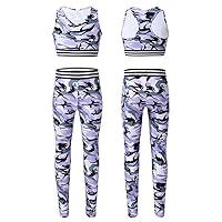 CHICTRY Kids Girls' 2 Piece Athletic Leggings with Tank Crop Tops Outfits sets for Gymnastics Sports Workout Fitness