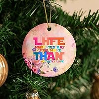 Life Imitates Art Far More Than Art Imitates Life Housewarming Gift New Home Gift Hanging Keepsake Wreaths for Home Party Commemorative Pendants for Friends 3 Inches Double Sided Print Ceramic Ornamen