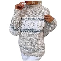 Women's Fashion Hoodies & Sweatshirts Knitwear Christmas Snowflakes Half Turtleneck Sweater, S-L