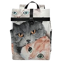 ALAZA Funny Cats Backpack Roll-Top Daypack Laptop Work Travel College Bag for Men Women Fits 15.6 Inch Laptop
