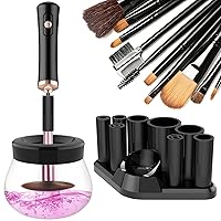 Automatic Makeup Brush Cleaner Machine,Spinning Makeup Brush Cleaner and Dryer,Super-Fast Electric Make Up Brush Cleaner Cleanser Machine with 8 Size Collars (Black)