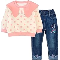 Peacolate 2-7T Spring Fall Little Girls 2pcs Clothing Set T Shirt and Jeans