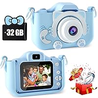 Kids Camera Toys for 3 4 5 6 7 8 9 10 11 12 Years Old Boys/Girls, Kids Digital Camera for Toddler with Video, Birthday Festival for Kids, Selfie Camera for Kids, 32GB TF Card