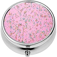 Mini Portable Pill Case Box for Purse Vitamin Medicine Metal Small Cute Travel Pill Organizer Container Holder Pocket Pharmacy Birthday Concept Colorful Sprinkles on Pink