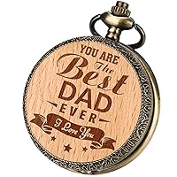 Engraved Antique Personalized Pocket Watch and Chain Steampunk Fob Vintage Pocket Watches for Men Souvenirs Birthday Gifts for Men, to My Dad, to My Son
