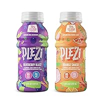 PLEZi Flavored Kids Juice Drink - Blueberry Blast & Orange Smash Fruit Juice Drink Blend - No Added Sugar, 2g Fiber - Tasty Refreshing Juices for Kids - 8 fl oz (2 Packs of 12)