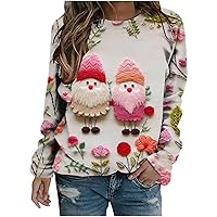 Valentines Day 3D Ugly Floral Print Shirts for Women Long Sleeve Cute Gnomes Graphic Tops Funny Casual Blouses
