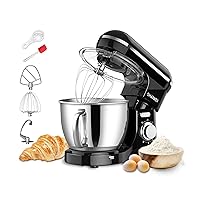 Kitchen Stand Mixer, 6.5-QT 660W Electric Food Mixers, 6+P Speeds Tilt-Head Kitchen Electric Stand Mixer with Dough Hook, Egg Whisk, Flat Beater(Black)