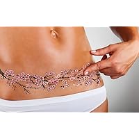 Sayura Cherry Blossom Temporary Tattoo - Tummy Tuck or Mastectomy Scar Cover, Realistic and Long Lasting, Fashionable and Safe