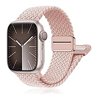 Magnetic Braided Stretchy Loop - Compatible with Apple Watch Band 40mm 41mm 44mm 45mm iWatch Bands Ultra/2 49mm 38mm 42mm Women Men,Elastic Woven Nylon Strap for Apple watch Series 9 8 7 6 5 4 3 2 SE