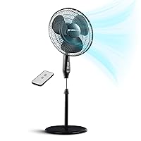 Oscillating 16 Inch Pedestal Stand Up Fan, Quiet Operating Room Fan With Remote Control, 3 Speed Stand Fan for Bedroom, with Adjustable Height, Standing Fan Great For Office & Living Room…