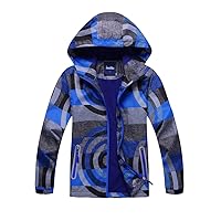 Hiheart Girls Boys Fleece Lined Hooded Jacket Outdoor Windbreaker