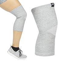 Vive Bamboo Knee Sleeve (Pair) - Charcoal Elastic Compression Support Brace for Improved Circulation, Recovery, Arthritis Joint Pain - Sports, Running, Jogging Knee Brace for Men, Women