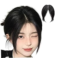 Short Brown Wigs Hair Toppers for Women Middle Side Part Human Hair Toppers No Bangs Crown Topper Clip in Top Hair Pieces Black