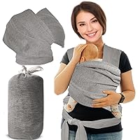 Mutualproducts- Baby Wraps Carrier, Baby Carrier Newborn to Toddler, Adjustable Mesh Baby Wrap for Infant, Perfect for Newborn Babies, Premium Cotton, Best Mother's Day Gift (Light Gray)