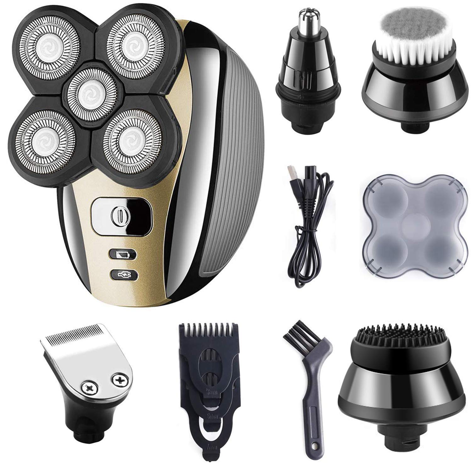 Dreamme Electric Shaver for Men 5-in-1 Grooming Kit for Men: Five-Headed Beard Electric Razors,Nose Hair Trimmer,Head Shavers for Bald Men, Cordless a