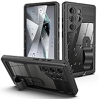 for Samsung Galaxy S24 Ultra Waterproof Case,Built-in Lens & Screen Protector [IP68 Underwater] Full-Body Heavy Duty Shockproof Case with Cell Phone Ring Holder for for Galaxy S24 Ultra 6.8”-(Black)
