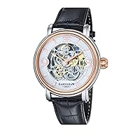 Thomas Earnshaw Mens 48mm Longcase Grande Skeleton Automatic Watch with Open Heart Dial and Genuine Leather Strap ES-8011