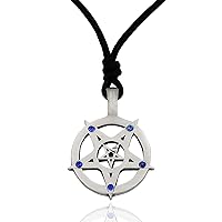 Cute Pentagram 5 Pointed Star Silver Pewter Charm Necklace Pendant Jewelry