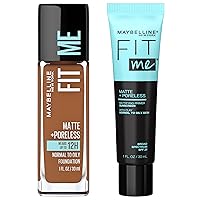 Fit Me Matte + Poreless Liquid Foundation + Fit Me Mattifying Primer Makeup Bundle, Includes 1 Foundation in Mocha and 1 Primer