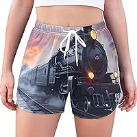 Luxurious Steam Train Women's Running Shorts High Waisted Athletic Shorts Sporty Shorts for Women